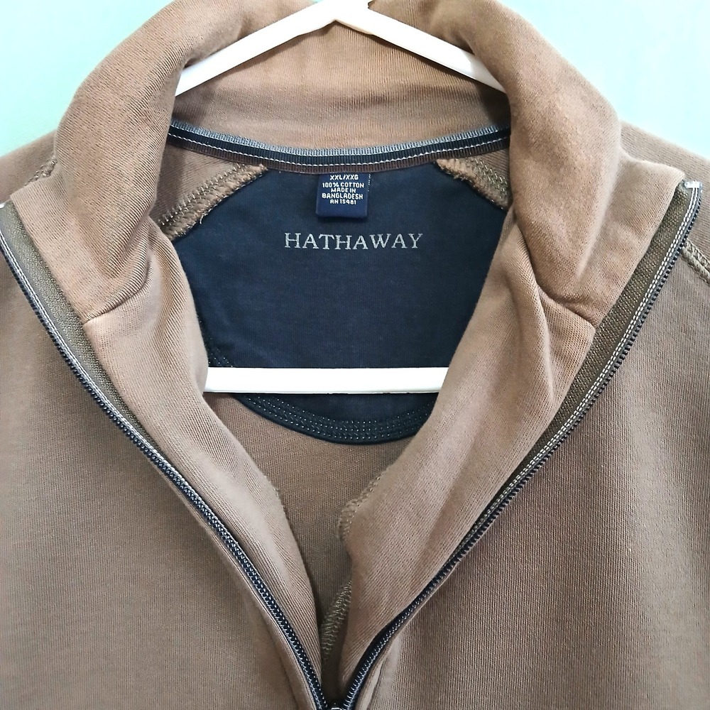 HATHAWAY Men's 1/4 Zip Brown Mock Neck Pullover Sweater XXL Long Slv Casual NWOT - Picture 10 of 13